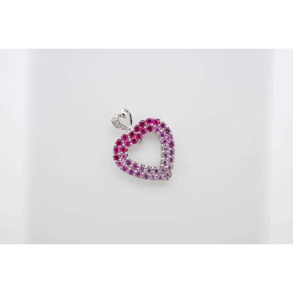 Estate Sale 10k White Gold Sapphire Diamond Charm 1.07 TCW Vintage Jewelry - Picture 3 of 6